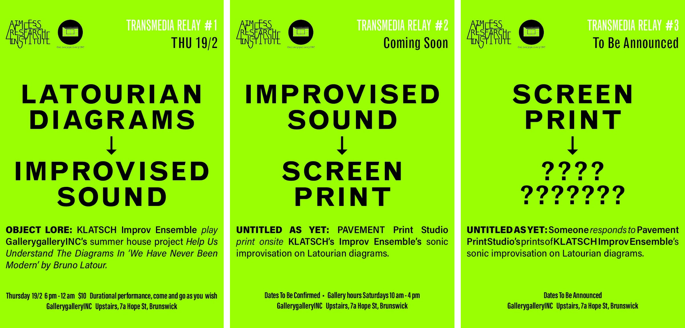 Transmedia Relay scheduele
