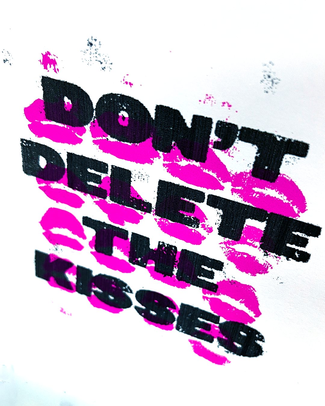 Don't Delete the Kisses, two colour on card by Teejay Lawrence, 2026