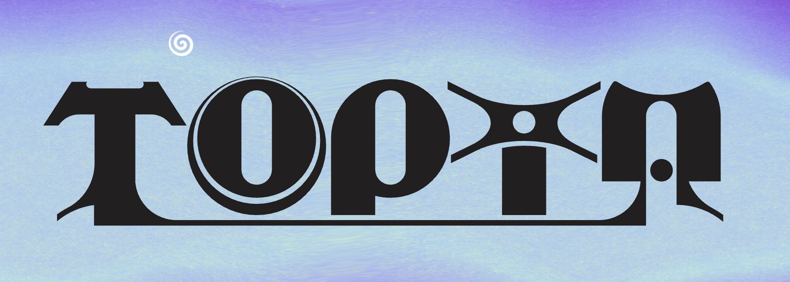 Topia Festival wordmark in black display type on a purple wash